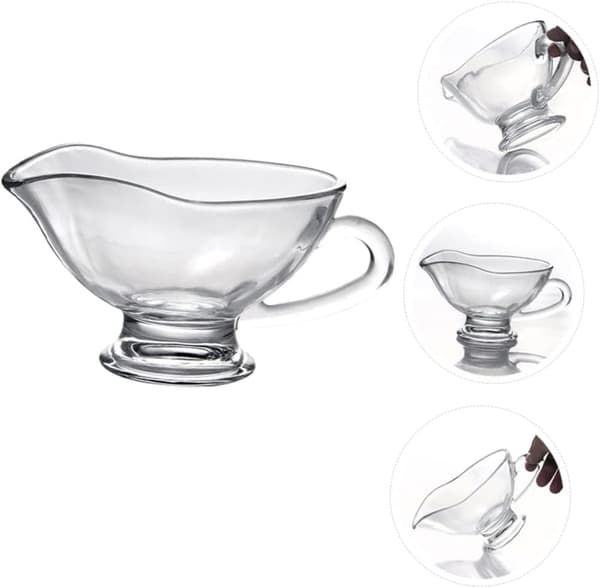 2 st Såsbehållare Sallad Gräddkanna Minisås Båt Såssås Båtkanna Stek Sås Matglas, 12,5X9X6CM, Transparent