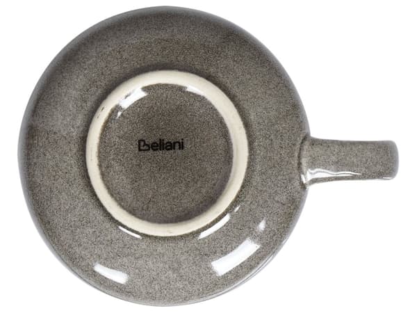 Sett med 8 kopper med skål Grå Steintøy Kaolin Håndlaget Reaktiv glasur Servise Tekopper Kaffekopper