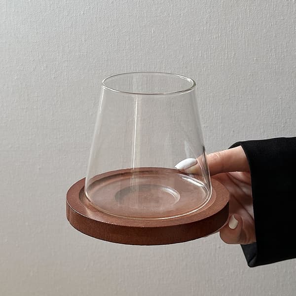 Glasbehållare med Träfot - Minimalistisk och Elegant Design