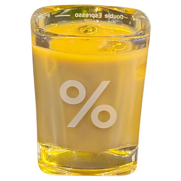 Espresso shottilasi "%"-merkillä - täydellinen kahvitiivisteille