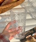 Miniatyrbillede 1 af 5: Gennemsigtigt glasbæger med hammermønster