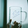 Miniatyrbillede 3 af 5: ransparent Glas Krus med Kærlighed og Fred Tema