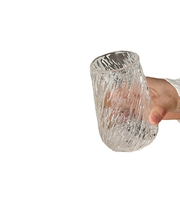 Transparent Glasmugg med Barkm枚nster och Rostfritt St氓lskiva