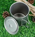 Miniatyrbillede 4 af 5: Ren Titanium Krus Stor Kapacitet 750ML Camping Bærbar Vandkop Rejse Tekop Med Låg Hjem Kaffekopper