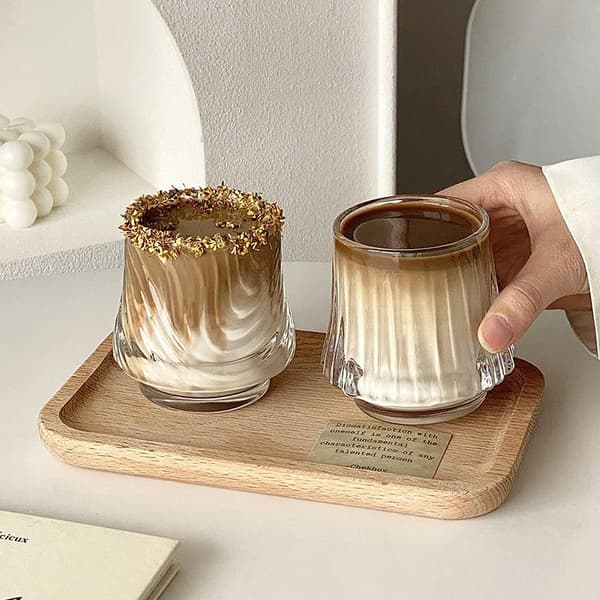 Eleganta Glasmuggar med Unik Design för Kaffe och Drycker, Set om 2