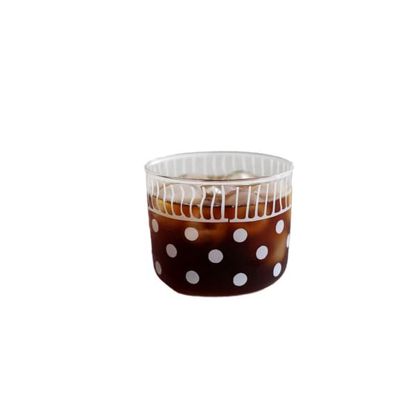Kaffekop i glas med prikmønster
