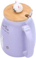 Miniatyrbild 3 av 6: OBOSOE Kattmugg Söt Keramisk Kaffekopp, Nyhet Morgonmugg med Trälock och Rostfritt Stål för Te, Mjölk, 450 ml