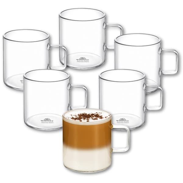 Wilmax Te- och kaffeglas med handtag | set med 6 glas för varma och kalla drycker