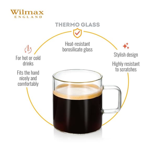 Wilmax | tee- ja kahvilasit kahvalla | 6 kpl:n setti | 100 ml |