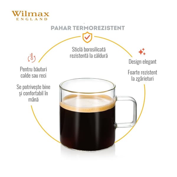 Wilmax | tee- ja kahvilasit kahvalla | 6 kpl:n setti | 100 ml |