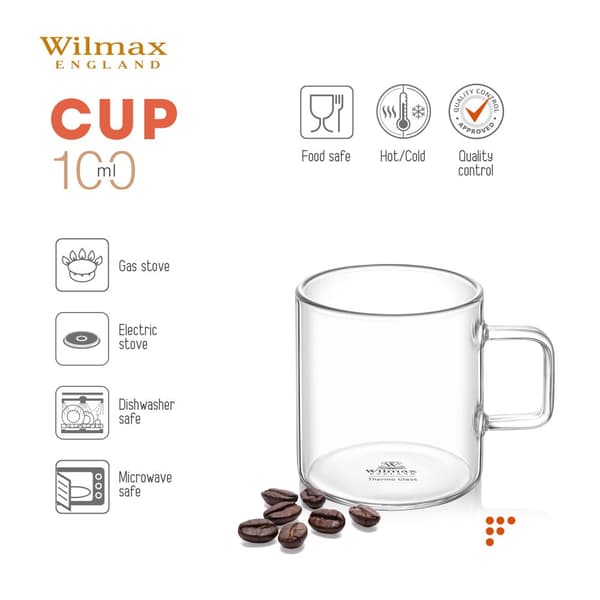Wilmax | tee- ja kahvilasit kahvalla | 6 kpl:n setti | 100 ml |