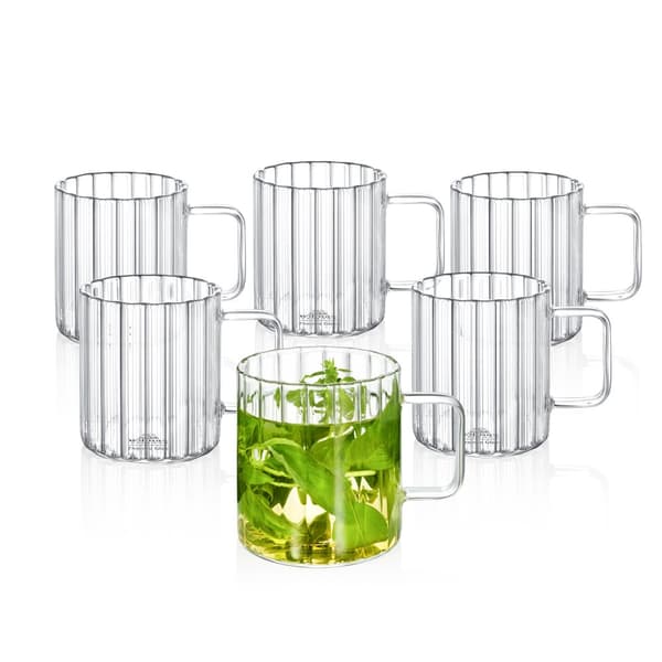 Wilmax termoglas med handtag - set om 6 - 550 ml - borosilikatglasglas för vatten, te, kaffe