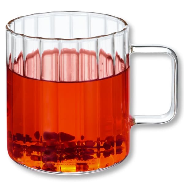 Wilmax Termoglas med handtag - Set om 6 - 400 ml - Räfflade glasglas