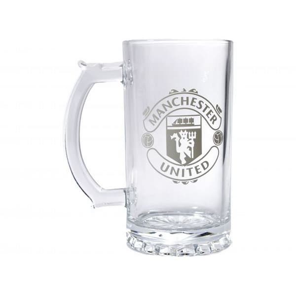 Manchester United FC Crest Glass Beer Stein