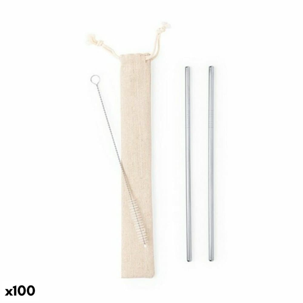 Återanvändningsbart sugrör 146282 Rostfritt stål (100 antal) - Silvrig