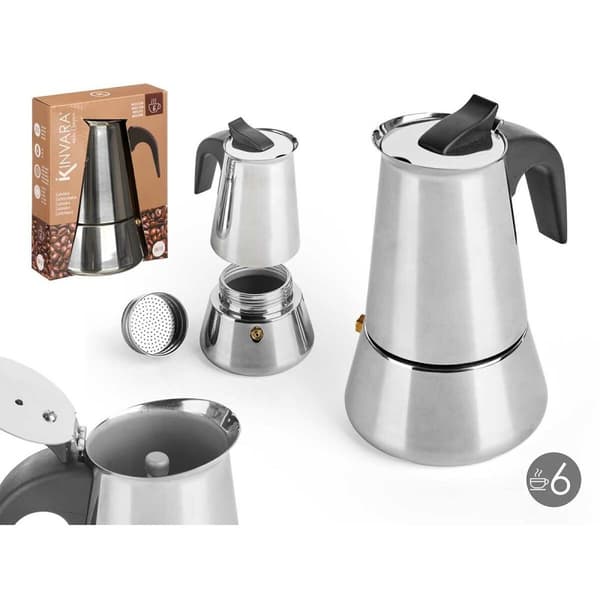 Italiensk Kaffepanna Kinvara S12AA-6T Svart Silvrig Stål 6 Koppar