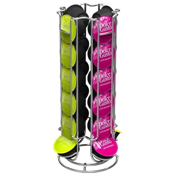 Roterande kapselhållare som rymmer 24 Dolce Gusto kapslar Kromat stål.