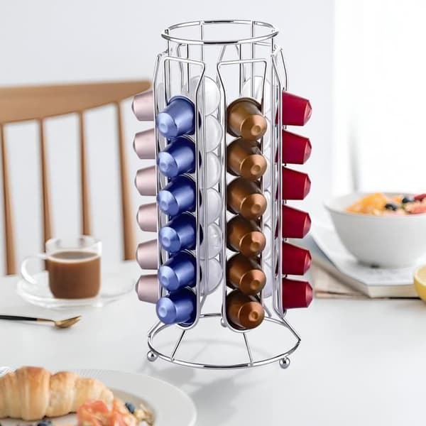 Dispenser för 36 Nespresso Capsules Slim Tower i metall Cheffinger Silver