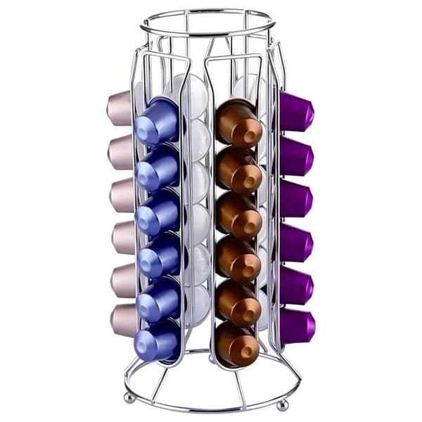 Dispenser för 36 Nespresso Capsules Slim Tower i metall Cheffinger Silver
