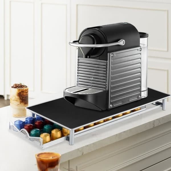 Rektangulär låda för 40 Nespresso-kapslar - Cheffinger - Svart - Metall - Modernt - Design