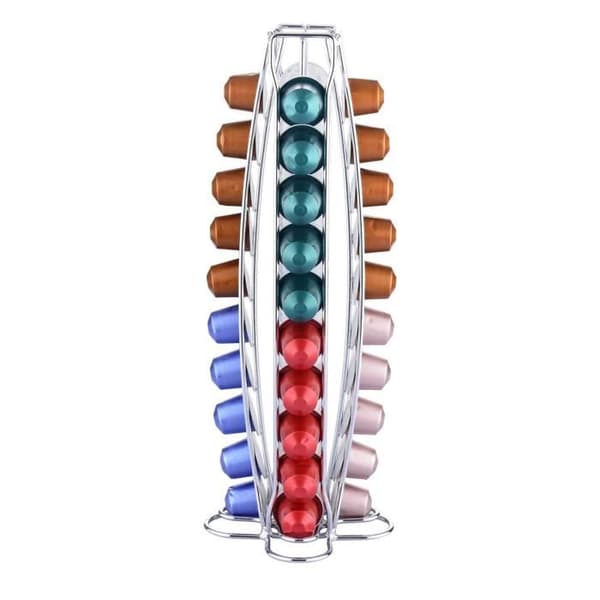 Dispenser för 40 Nespresso Capsules Slim Tower i metall Cheffinger Silver