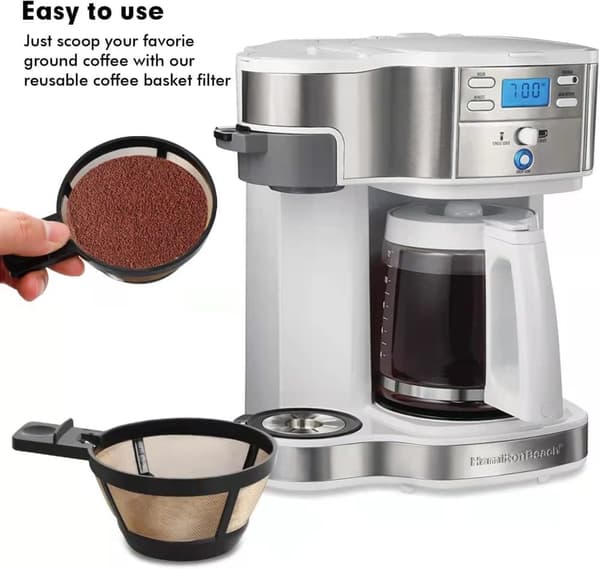 Återanvändbart kaffekorgsfilter för Hamilton Beach 2-vägs Brewer kaffebryggare modeller 49980A, 49980Z, 47650, 49933