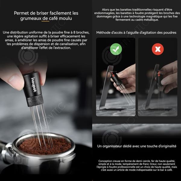 INN Skalbar bärbar kaffenålsdispenser Med magnetiskt stöd espressodistributionsverktyg espressopulveromrörare