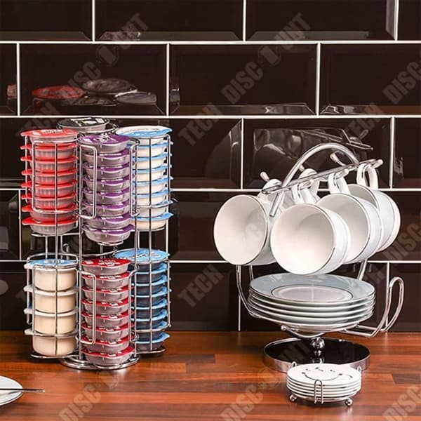 Kaffekapselhållare - TEKNISK RABATT - Roterande - Kromad metall - 4 kapslar - Cylindrisk