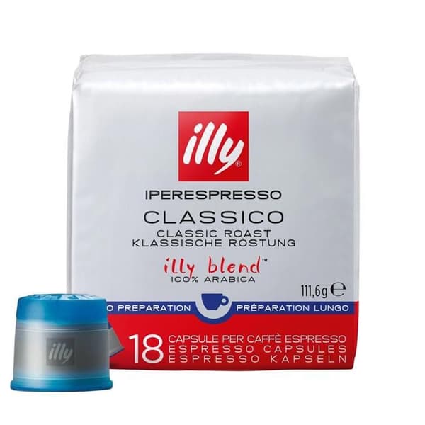 Iperespresso Lungo kaffekapslar - Illy - 21 kapslar - Cylindrisk - Vit - Modern design