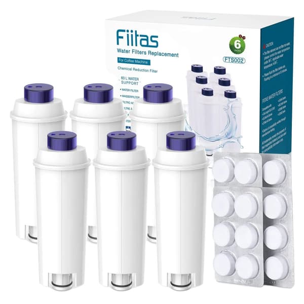 Kaffemaskine Filter Sæt, BPA-fri Materialer, Avanceret Filtreringssystem, 6 Filtre og 24 Afkalkningstabletter