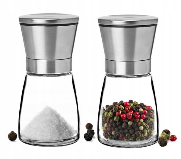 Manuell salt- och pepparkvarn i glas, 190 ml, display
