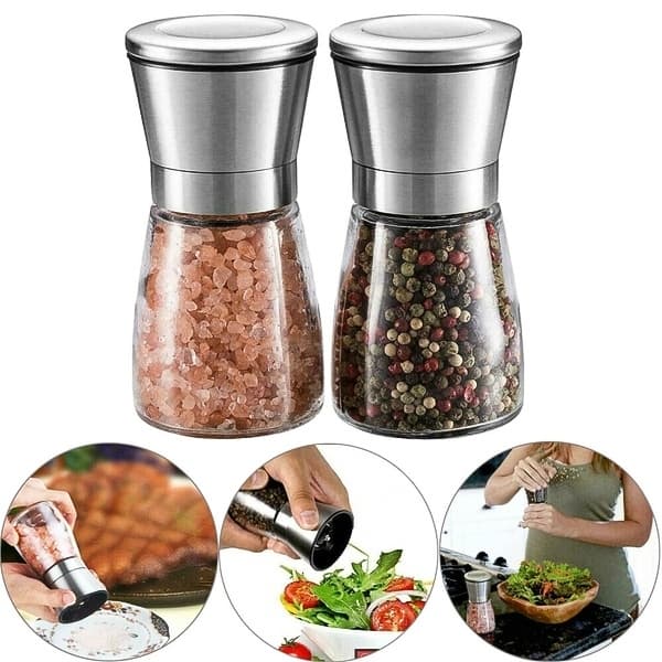 Manuell salt- och pepparkvarn i glas, 190 ml, display