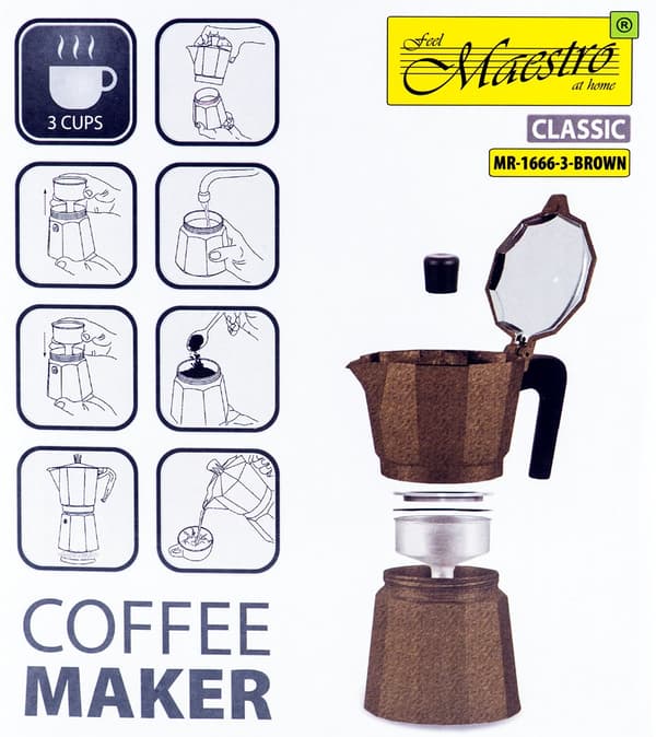 Maestro 3 kop kaffemaskine MR-1666-3-BRUN brun