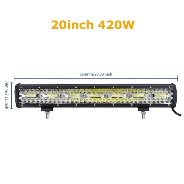 LED Lysbjælke, 8D Offroad Lampe, 3 Rækker, 20in 420W Ingen ledning