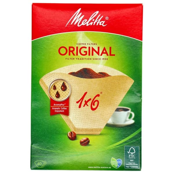 Melitta Filter 1x6 40 Styck Brun