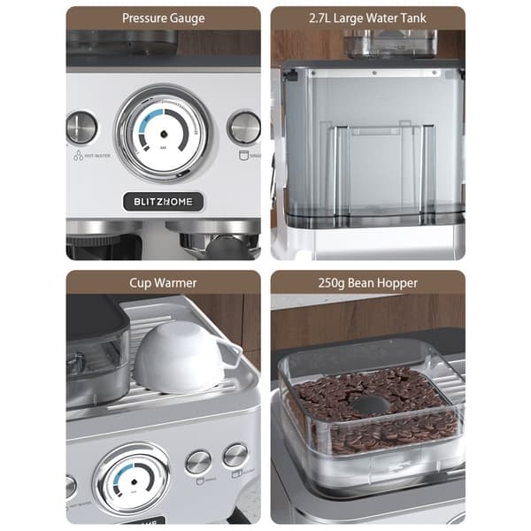 BH-CMM5 1620W 20Bar professionell espressomaskin Kaffebryggare PID Smart Temperature Control Conical Burr Grinder