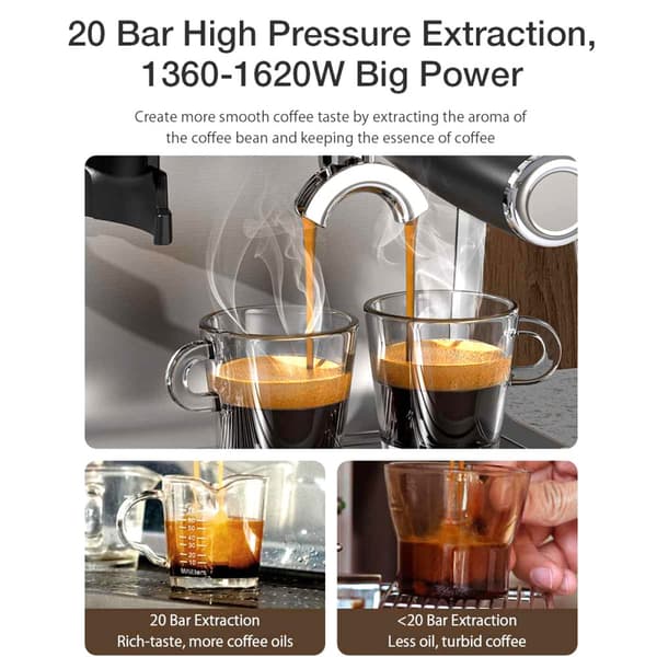 BH-CMM5 1620W 20Bar professionell espressomaskin Kaffebryggare PID Smart Temperature Control Conical Burr Grinder
