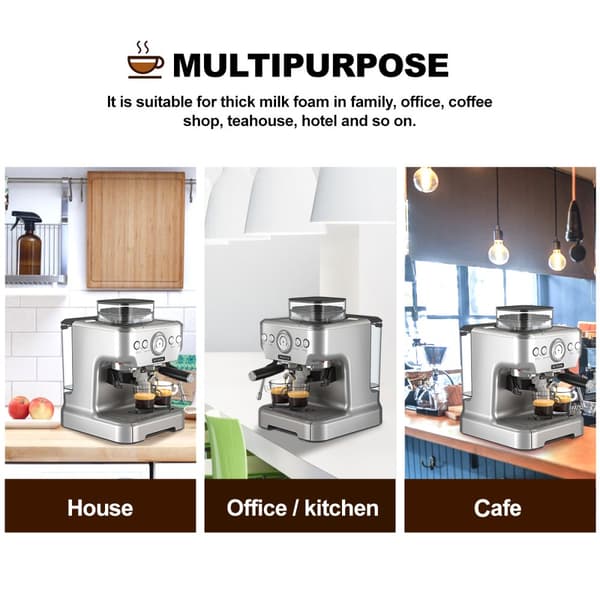 BH-CMM5 1620W 20Bar professionell espressomaskin Kaffebryggare PID Smart Temperature Control Conical Burr Grinder