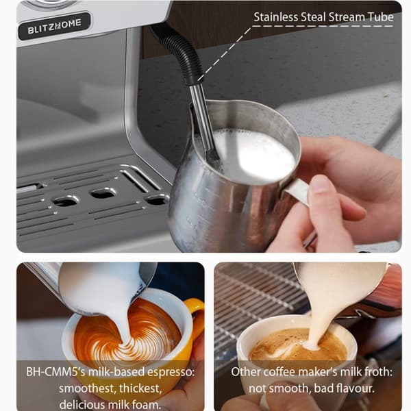 BH-CMM5 1620W 20Bar professionell espressomaskin Kaffebryggare PID Smart Temperature Control Conical Burr Grinder