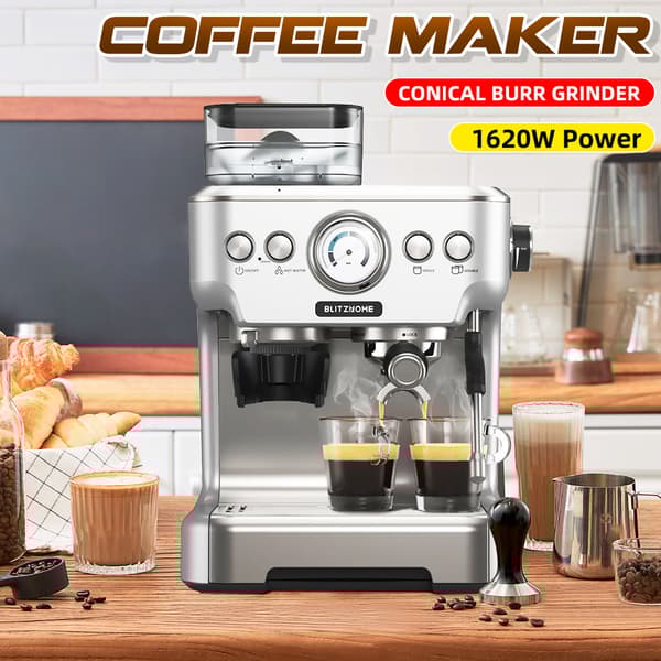 BH-CMM5 1620W 20Bar professionell espressomaskin Kaffebryggare PID Smart Temperature Control Conical Burr Grinder