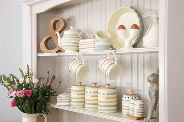 Classic keramik Tea krukke I stribet landlig stil