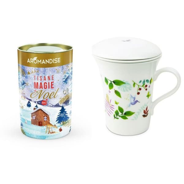 Blommig porslinstekanna 250 ml + Christmas Magic örtte