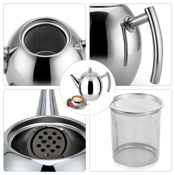 Rostfri vattenkokare med tekanna och tekanna med filter, stor kapacitet (1L) -DUO