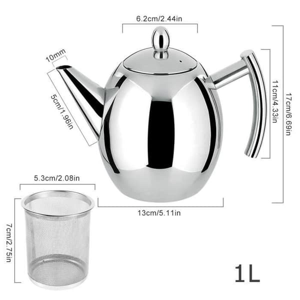 Rostfri vattenkokare med tekanna och tekanna med filter, stor kapacitet (1L) -TAM