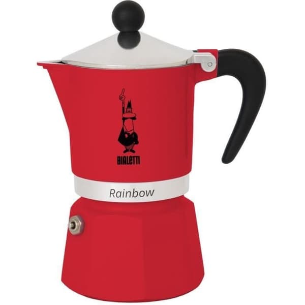 Italiensk kaffebryggare - BIALETTI - RAINBOW - 6 koppar - 0,30 L - Röd