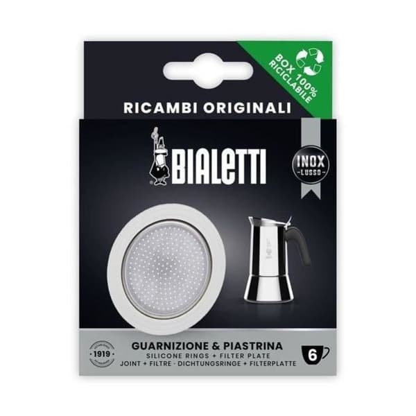Filter i rostfritt stål + silikonpackning för italienska kaffebryggare 6 koppar - BIALETTI