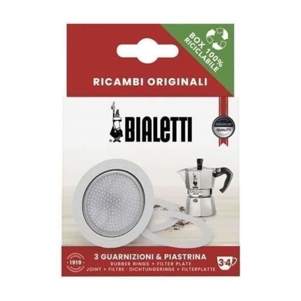 Filter + 3 packningar för italiensk kaffekanna 3/4 koppar - BIALETTI - Filter + 3 packningar - Grå - Vuxen - Nej