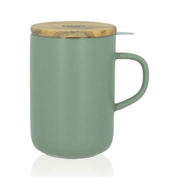 Stengods tekanna med trälock - OGO LIVING - 475ml - Grön