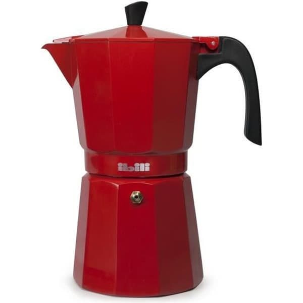 Ibili - Bahia Red Espresso kaffebryggare, 12 koppar, 600 ml, aluminium