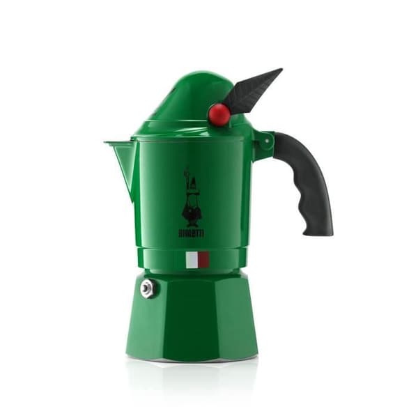 Moka kaffebryggare - Bialetti Design - 3 koppar - Lackerad aluminium - Tål inte diskmaskin - Grön
